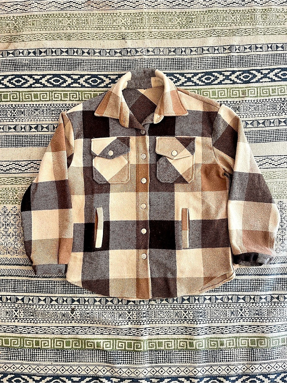 Plaid Jacket in Brown & Cream Like New